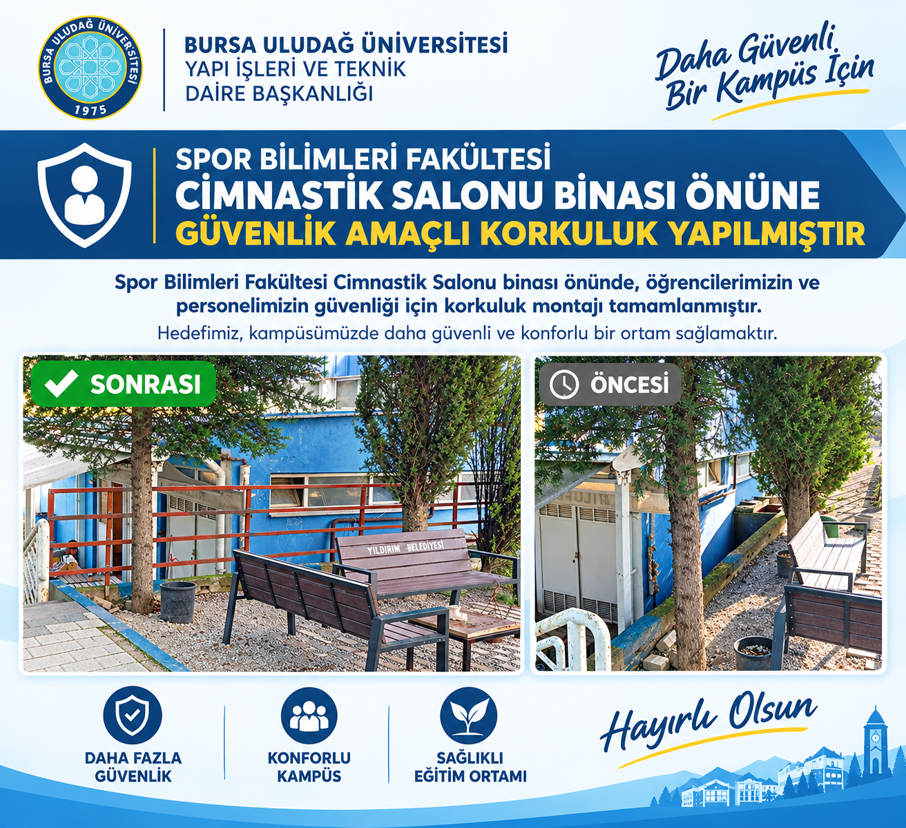 Spor Bilimleri Fakültesi Cimnastik Salonu Önüne Güvenlik Korkuluğu Yapım İşi